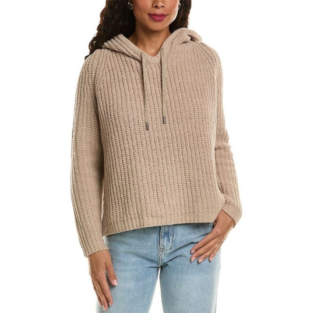 Labiz Womens  Chenille Hoodie Sweater, Brown